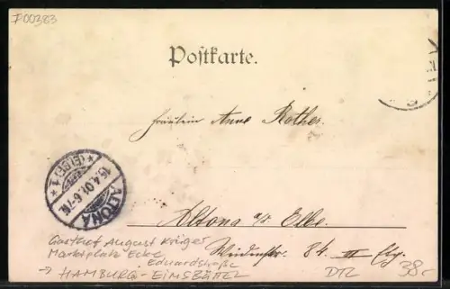 AK Hamburg-Eimsbüttel, Gasthof August Krieger, Marktplatz Ecke Eduardstrasse