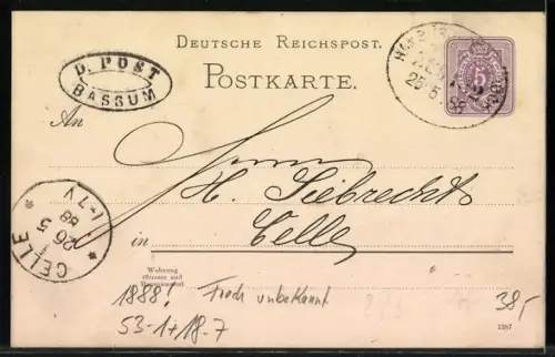 Vorläufer-AK Ganzsache Frech unbekannt, 1888, Reklame für Fleisch-Extract Bouillon und Pepton