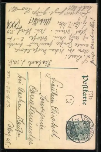 Künstler-AK Handgemalt: Berncastel, Ortsansicht mit Kirche im Rahmen mit Wappen