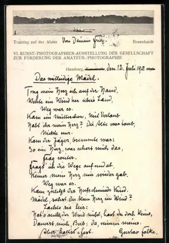 AK Hamburg, VI. Kunst-Photographien-Ausstellung der Gesellschaft zur Förderung der Amateur-Photographie, Alsterpartie