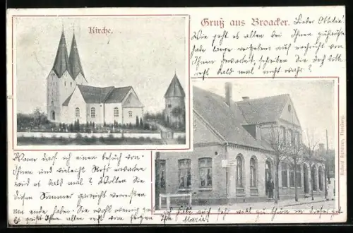 AK Broager, Kirche, Bahnhof
