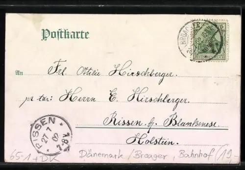 AK Broager, Kirche, Bahnhof