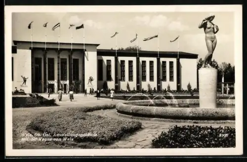 AK Wels /Ob. Öst., Ausstellungsgebäude mit der Venus von Wels