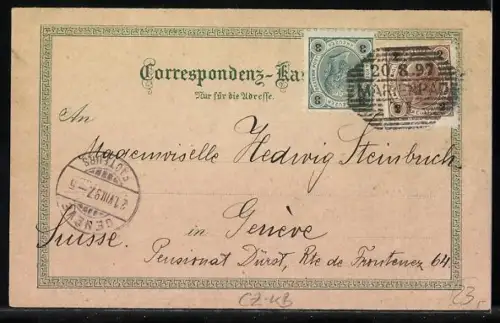 Lithographie Marienbad, Neue Colonnade, Ferdinands-Brunnen