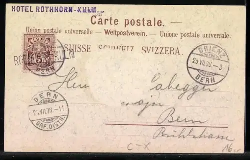 Lithographie Brienz /BE, Gruss vom Rothhorn-Kulm