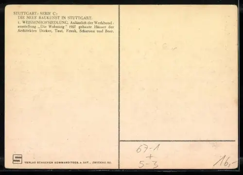 AK Stuttgart, Weissenhofsiedlung im Bauhausstil