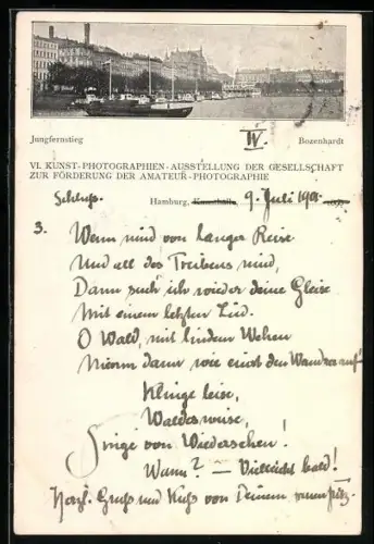 AK Hamburg, VI. Kunst-Photographien-Ausstellung der Gesellschaft zur Förderung der Amateur-Photographie, Jungfernstieg