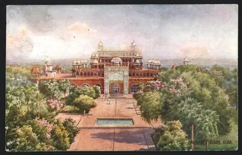 Künstler-AK Agra, Akbar`s Tomb