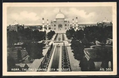 AK Agra, The Taj showing both Mosques