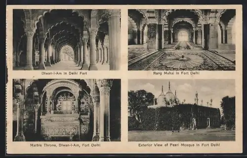 AK Delhi, Fort Delhi, Diwan-i-Am w. Marble Throne, Rand Mahal