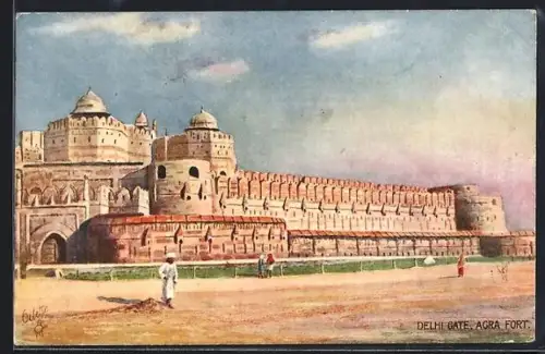 Künstler-AK Agra, Agra Fort, Delhi Gate