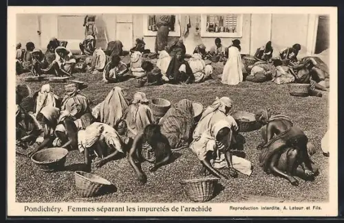 AK Pondichéry, Femmes séparant les impuretés de l`arachide