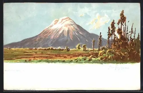 Künstler-AK Fujiyama, Berg-Panorama