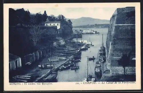 AK Corfou, Le Canal de la Forteresse, Kanal an der Festung