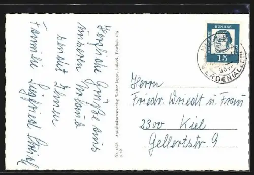 AK Hülsen /Aller, Partie an der Aller, Ehrenmal, Ausstellungsraum der Firma Otto Schöne