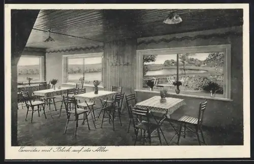 AK Hudemühlen a. Aller, Kaffeegarten und Pensionshaus Carl Schultze, Blick auf die Aller