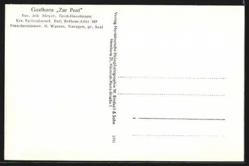 AK Gross-Häuslingen /Fallingbostel, Gasthaus zur Post, Inh. Joh. Meyer
