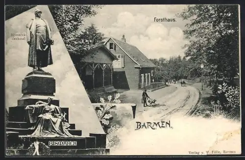 AK Barmen, Bismarckdenkmal, Forsthaus