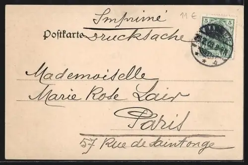 AK Barmen, Kriegerdenkmal und Stadthalle, Blumen-Passepartout