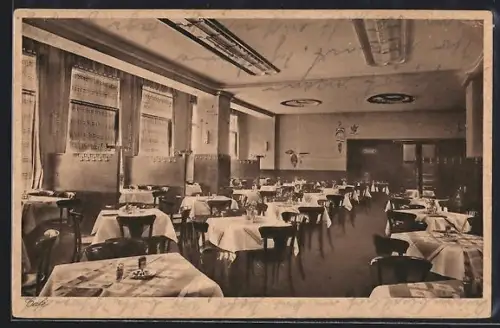 AK Elberfeld, Hotel zur Post, Speisesaal, Bes. Jos. Ahn