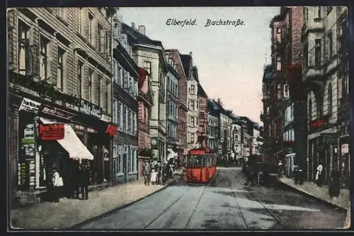 AK Elberfeld, Bachstrasse, Strassenbahn