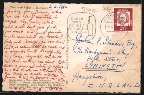 AK Pölich an der Mosel, Weinberge, Gasthaus Schömann, Innenansicht