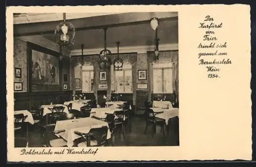 AK Bernkastel, Restaurant Doktor-Weinstube, Doktorstube mit Wandrelief