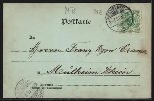 Mondschein-AK Kevelaer, Stadtansicht mit Kirchen