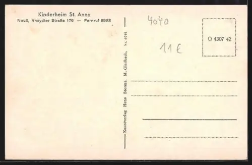 AK Neuss, Kinderheim St. Anna in der Rheydter Strasse 176