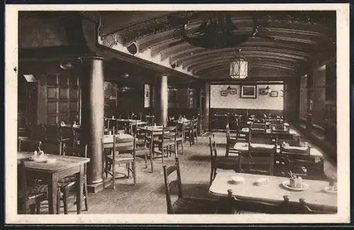 AK Düsseldorf, Brauerei zum Schiffchen, Innenansicht, Bes. Wilhelm Hoff Erben, Hafenstrasse 3-5