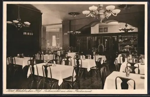 AK Düsseldorf, Hotel Wittelsbacher Hof, Teilansicht aus dem Restaurant, Königsallee