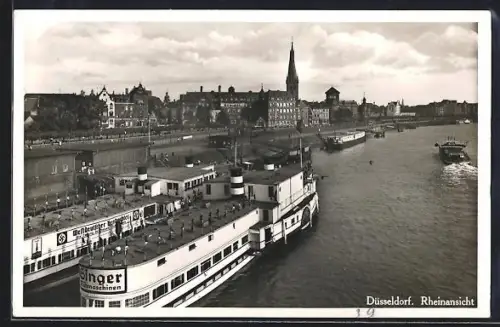 AK Düsseldorf, Rheinansicht, Schiffe, 
