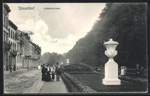 AK Düsseldorf, Goltsteinstrasse mit Passanten