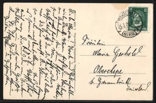 AK Ober-Netphen, Ortsansicht mit Kirche und Fachwerkhäusern