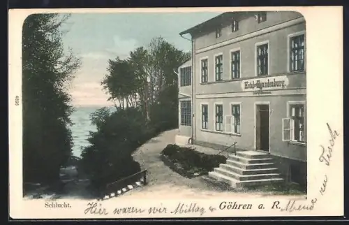 AK Göhren a. R., Schlucht, Hotel Brandenburg von Heinrich Dienemann