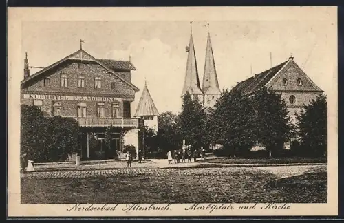 AK Altenbruch, Marktplatz, Kirche, Kurhotel F. A. Möhring