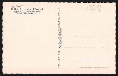 AK Pössneck, Gasthof Kaffee Dittmann, Gesellschaftszimmer