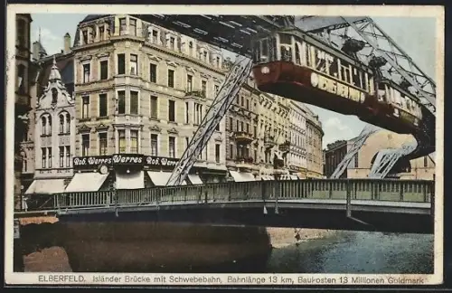 AK Elberfeld, Isländer Brücke mit Schwebebahn