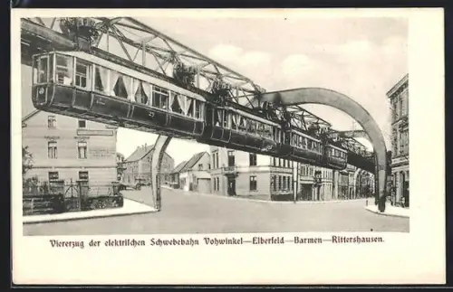 AK Elberfeld, Viererzug der elektrischen Schwebebahn Vohwinkel-Elberfeld-Barmen-Rittershausen