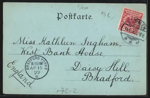 Mondschein-AK Barmen, Werther Bollwerk, Strassenbahn, Flussufer