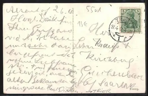 AK Trier, Forsthaus Altenhof mit Spaziergängern