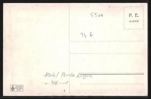 AK Trier, Hotel Porta Nigra, Strassenbahn