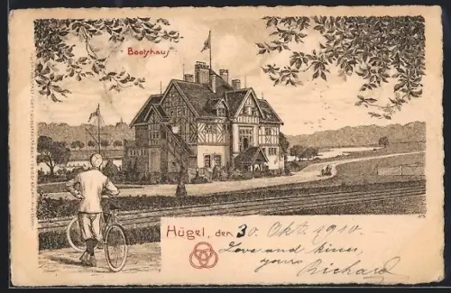 Lithographie Hügel, Bootshaus