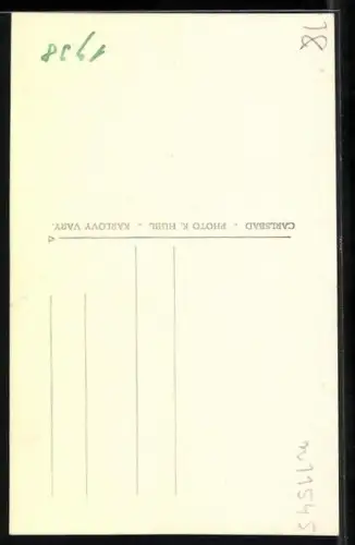 AK Karlsbad, Uferpartie mit zwei Herren