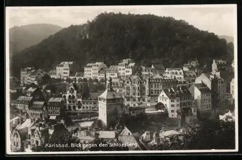 AK Karlsbad, Blick gegen den Schlossberg