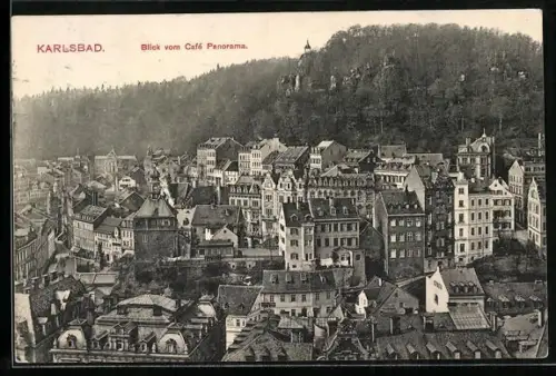 AK Karlsbad, Blick vom Cafe Panorama