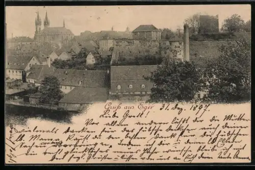 AK Eger, Ortsansicht mit Flusspartie