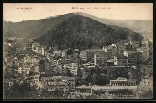 AK Karlsbad, Blick von der Hubertusburg