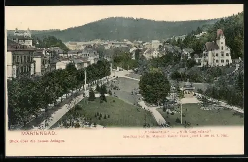 AK Marienbad, Fürstenhaus Villa Luginsland bewohnt von Sr. Majestät Kaiser Franz Josef I. 1904