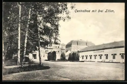 AK Franzensbad, Centralbad mit drei Lilien